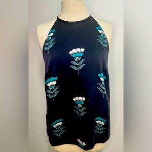 Silk Ann Taylor Halter Top in Black and Teal